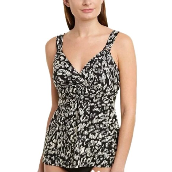 🦋 MIRACLESUIT BLACK Cat Walk Empire Shirred Tankini Swim Top, US 38DDD - Picture 1 of 8
